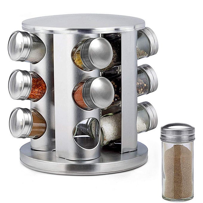 SPICE JARS SETSPICE RACKS FREE STANDING CAN BE ROTATED 360WITH SPICE JARSSPICE JARS WITH SHAKER LIDS12 GLASS SPICE JARSSPICE CONTAINERS FOR COOKING 12PCS SPICE RACK