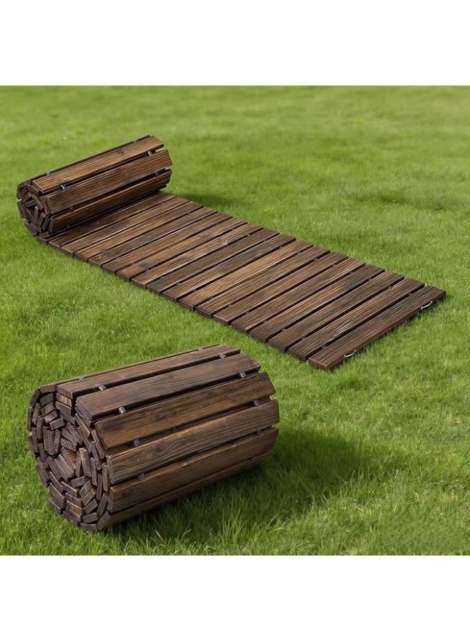 لينجوي ممر حديقة قابل للطي، 240 × 50 سم، بني اللون - Image 1