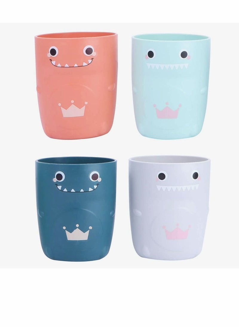 4pcs Tooth Brush Cups Cartoon,Tea Juice Coffee Cup Dinosaur Bathroom Cute Plastic Toothbrush Mugs Countertop Storage Organizer Drinking for Toddlers Kid Couples Mixed Color - Image 1