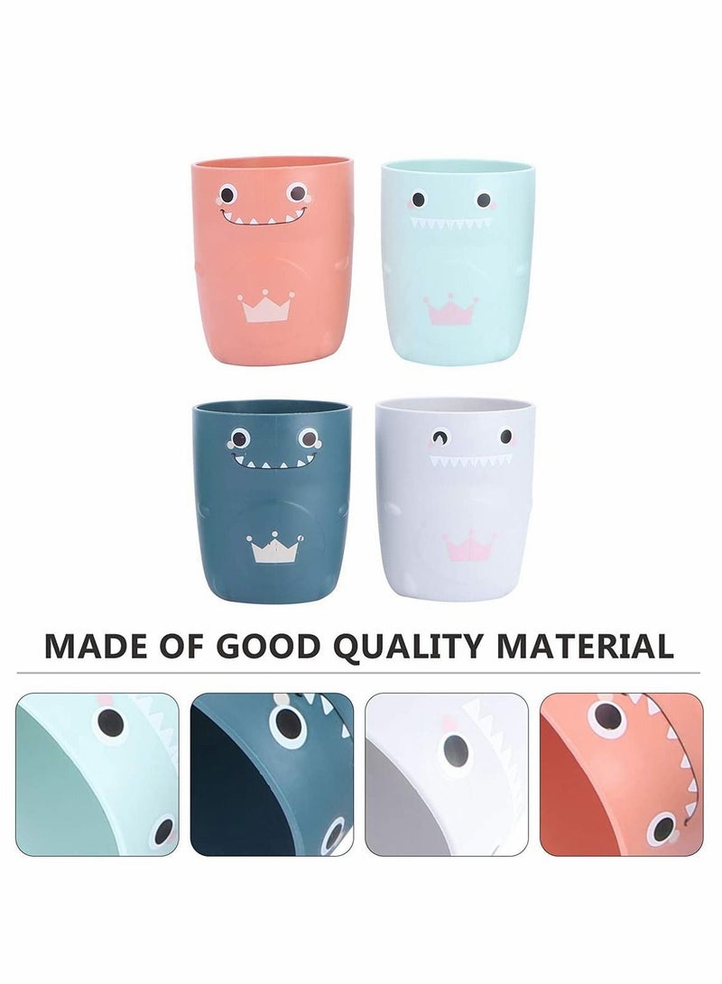 4pcs Tooth Brush Cups Cartoon,Tea Juice Coffee Cup Dinosaur Bathroom Cute Plastic Toothbrush Mugs Countertop Storage Organizer Drinking for Toddlers Kid Couples Mixed Color - Image 3