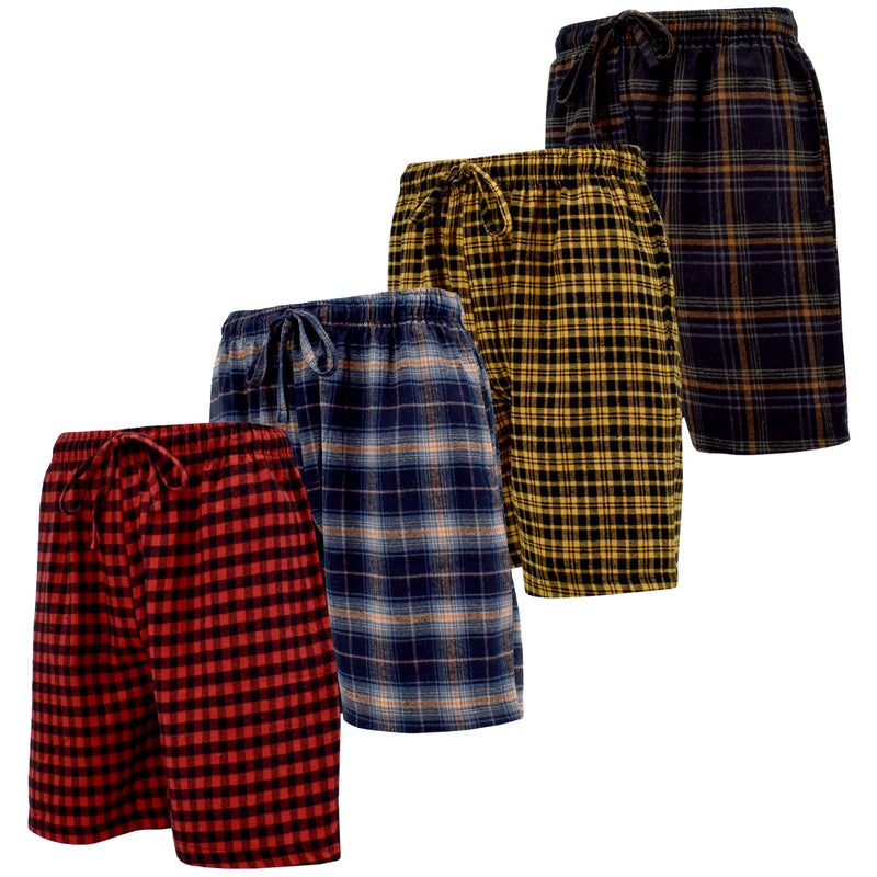Andrew Scott Men's Cotton Flannel Knee Length Shorts | Drawstring & Pockets Boxer Sleep Shorts | Multi Packs - Image 1