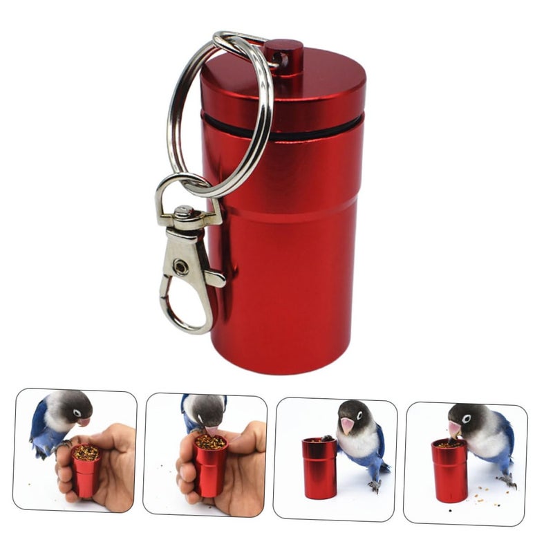 Red Aluminum Alloy Hand Held Bird Feeder For Small Parrots Conures Training Reward - Image 4