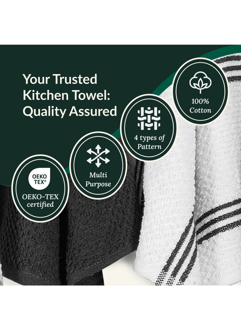 Cloud Scape Linen Terry Kitchen Towel and Dish Cloth Set-Pack of 8,Super Absorbent, Quick Drying Hand Towels, Black  - Image 4