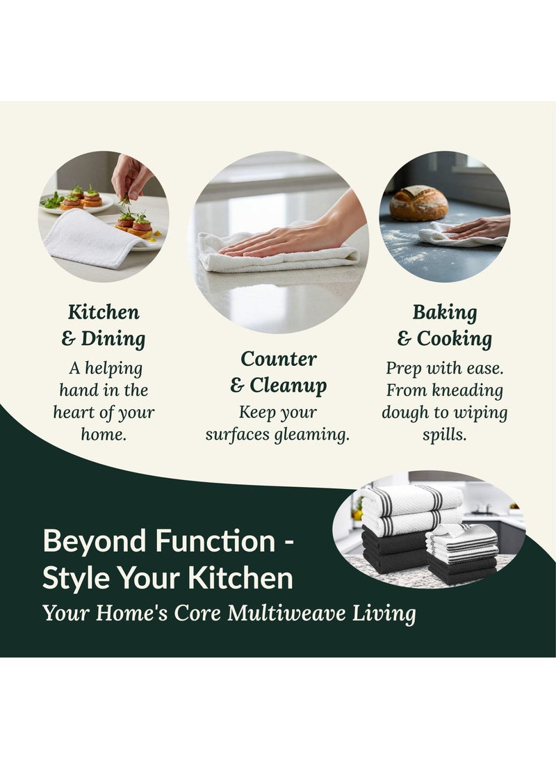 Cloud Scape Linen Terry Kitchen Towel and Dish Cloth Set-Pack of 8,Super Absorbent, Quick Drying Hand Towels, Black - Image 5