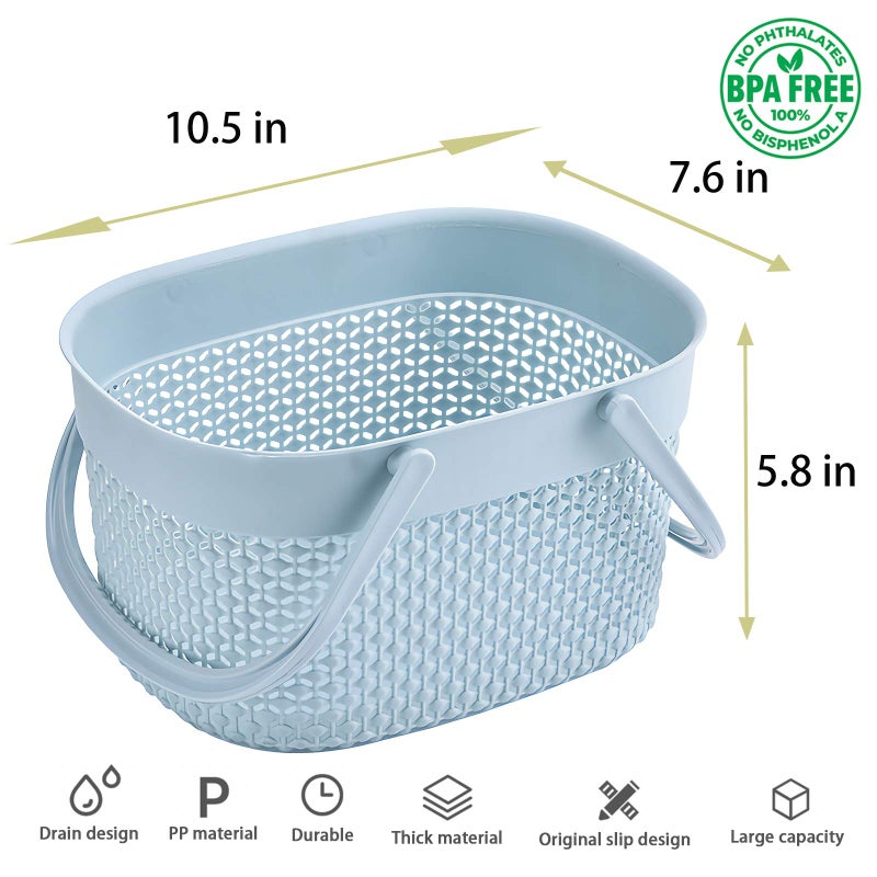 rejomiik Portable Shower Caddy Basket, Plastic Organizer Storage Tote with Handles Toiletry Bag Bin Box for Bathroom, College Dorm Room Essentials, Kitchen, Camp, Gym, Blue - Image 5