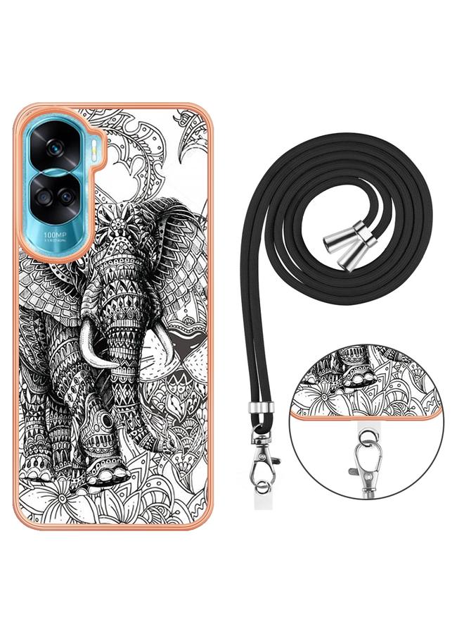 S-TOP Case For Honor 90 Lite 5G Electroplating Dual-side IMD Phone Case with Lanyard - Image 3