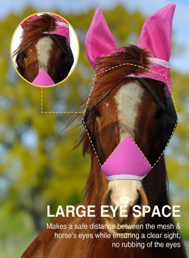 Hilltown Adjustable Fly Mask for Horse with Ears - UV-Block, Large Eye Space, Breathable, Built to Last, Comfort Fit - Horse Fly Mask for Daily Stable, Hot Weather Riding & Competition - Cob, Pink - Image 4