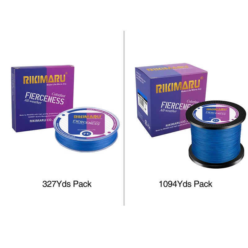 RIKIMARU Braided Fishing Line Abrasion Resistant Superline Zero Stretch&Low Memory Extra Thin Diameter Blue 327Yds 15Lb - Image 2