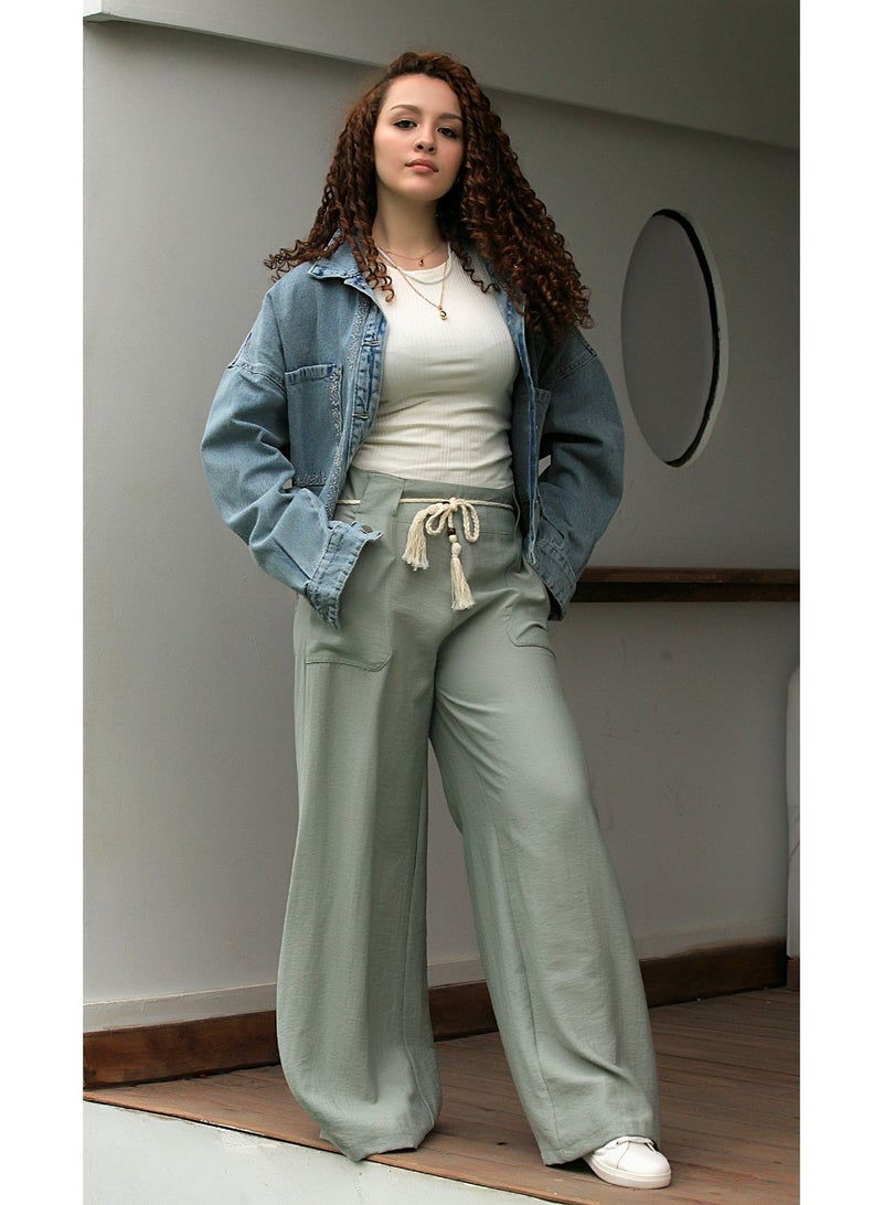 Ship Master Women's Wide-Leg Pants with Drawstring Waist and Front Pockets – Stylish & Comfortable (Pants Only)  - Image 2
