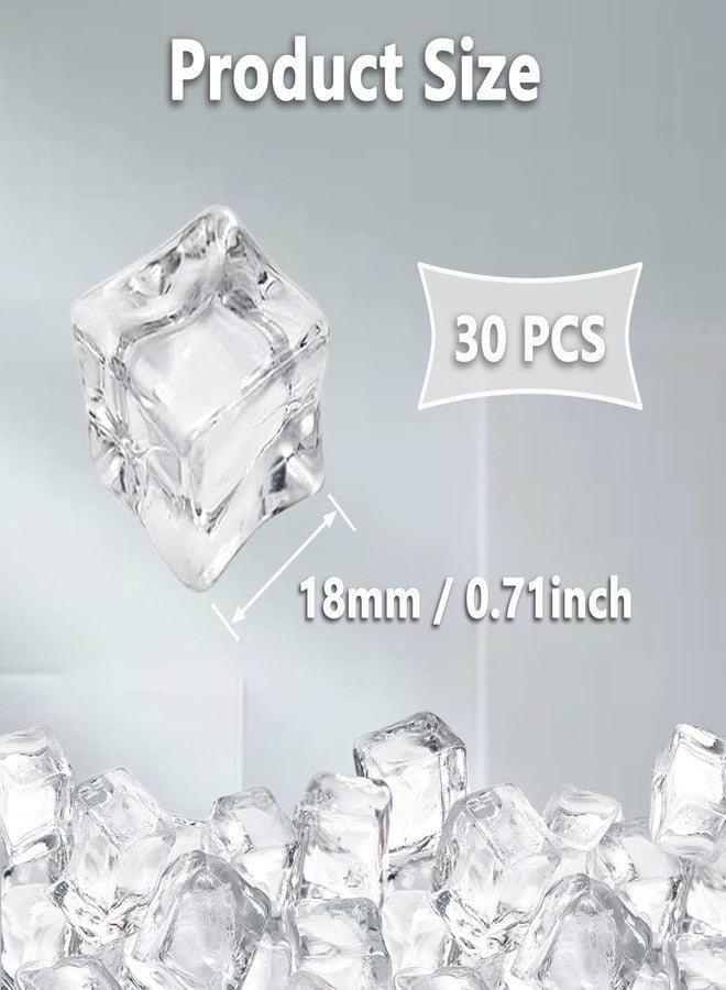 Mecefeno Fake Ice, 0.7'' Fake Ice Cubes Clear Acrylic Ice Cubes Vase Fillers for Centerpieces Square Rock Diamond Crystals for Photography Accessories Props Wedding Decoration Vase Fillers - 30 PCS - Image 2