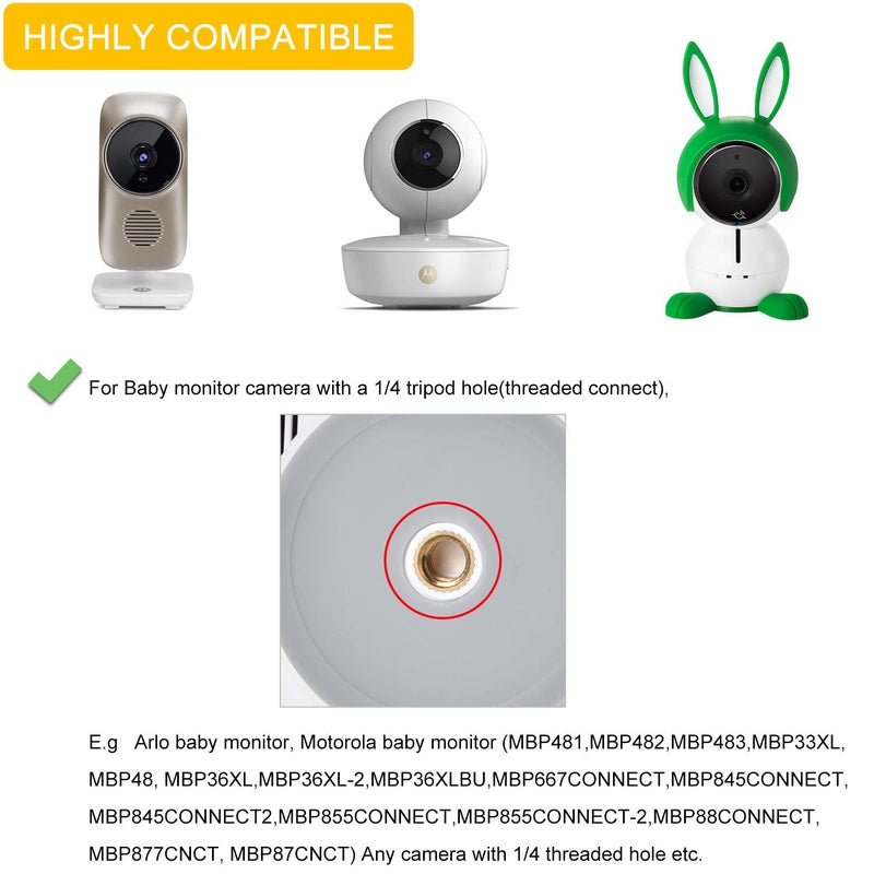 iTODOS Baby Monitor Mount Compatible with Arlo,Owlet,Goodbaby,Hellobaby,ANMEATE,Vtech,Motorola Baby Monitor and Most Universal Monitors Camera,Versatile Twist Mount Without Tools or Wall Damage-White - Image 2