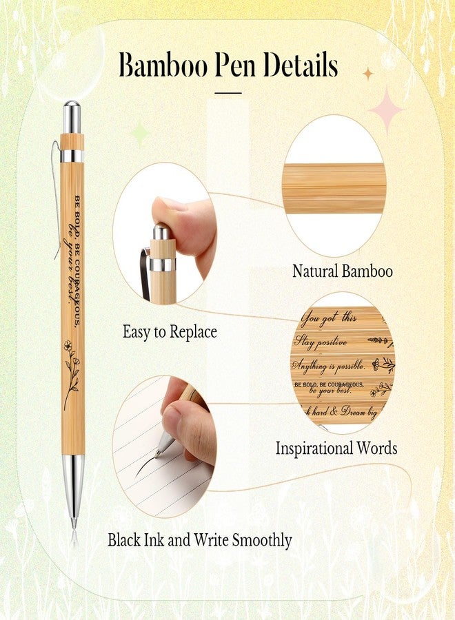 Watersay 10 Pcs Employee Appreciation Gifts Pens Bamboo Wood Flower Pen Black Ink Positive Affirmation Thank You Gift for Coworker Team Staff Nurse Social Worker School Teacher Office - Image 3