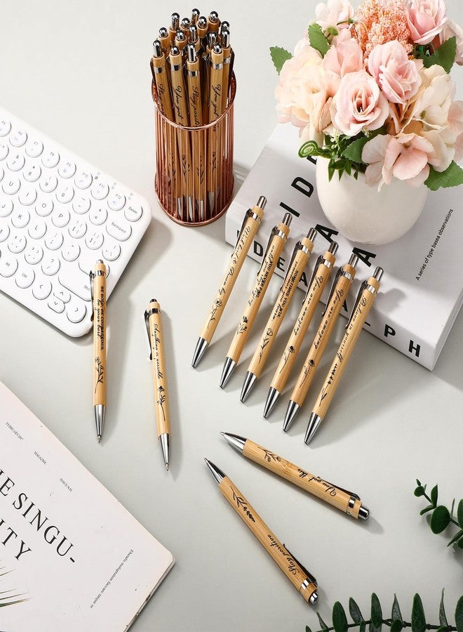 Watersay 10 Pcs Employee Appreciation Gifts Pens Bamboo Wood Flower Pen Black Ink Positive Affirmation Thank You Gift for Coworker Team Staff Nurse Social Worker School Teacher Office - Image 4