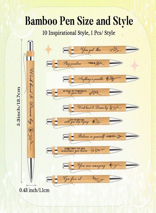 Watersay 10 Pcs Employee Appreciation Gifts Pens Bamboo Wood Flower Pen Black Ink Positive Affirmation Thank You Gift for Coworker Team Staff Nurse Social Worker School Teacher Office - Image 2