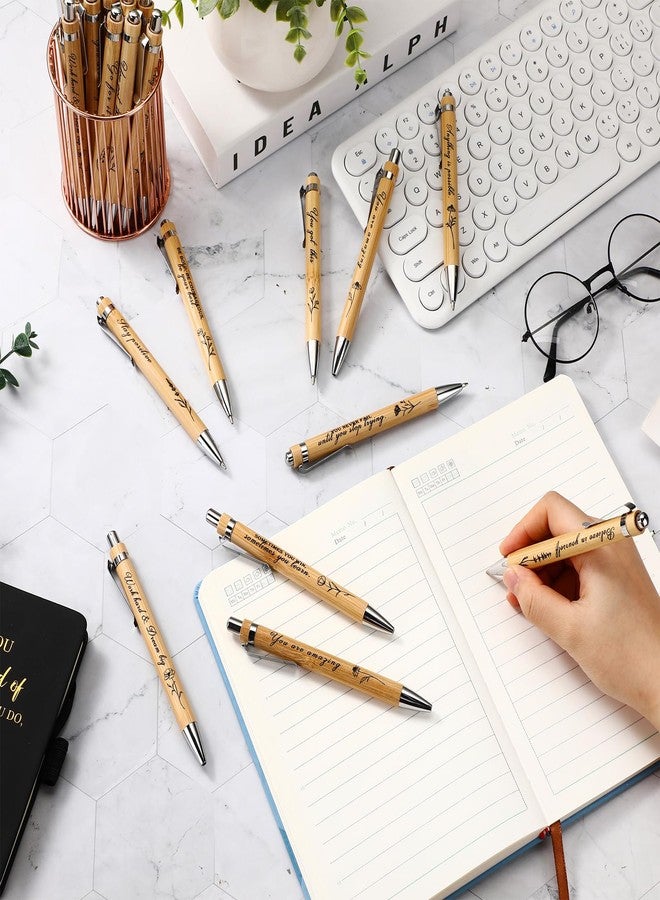 Watersay 10 Pcs Employee Appreciation Gifts Pens Bamboo Wood Flower Pen Black Ink Positive Affirmation Thank You Gift for Coworker Team Staff Nurse Social Worker School Teacher Office - Image 5