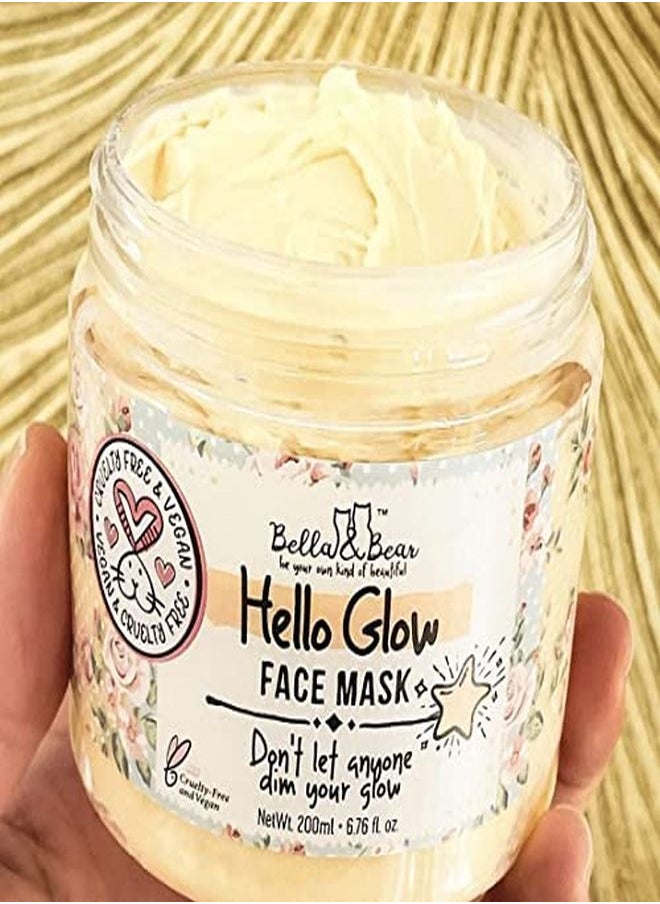 Bella and Bear Bella & Bear Hello Glow Face Mask Skin Care 6.7Oz Kaolin Clay Mask With Cocoa Seed, Shea Butter Vegan Brightening Face Masks For Fresh And Hydrated Skin Ideal Beauty Mask For All Skin Types  - Image 2