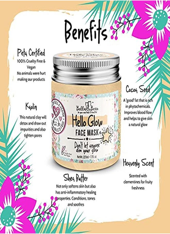 Bella and Bear Bella & Bear Hello Glow Face Mask Skin Care 6.7Oz Kaolin Clay Mask With Cocoa Seed, Shea Butter Vegan Brightening Face Masks For Fresh And Hydrated Skin Ideal Beauty Mask For All Skin Types  - Image 4