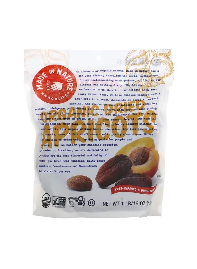 MADE IN NATURE Organic Dried Apricots Tree Ripened and Unsulfured 1 lb 454 g - Image 1