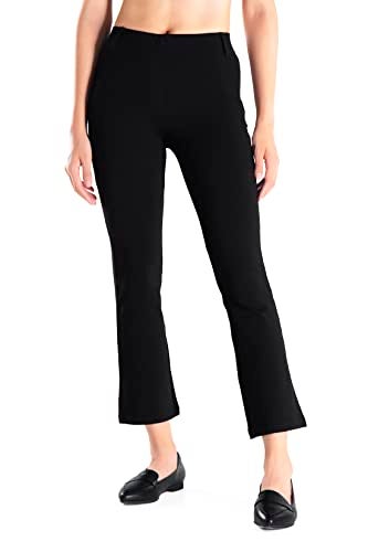 YogipaceBelt LoopsWomens Flare Cropped Dress Yoga Pants Capris Stretchy Work Ankle Pant23BlackSize M - Image 1