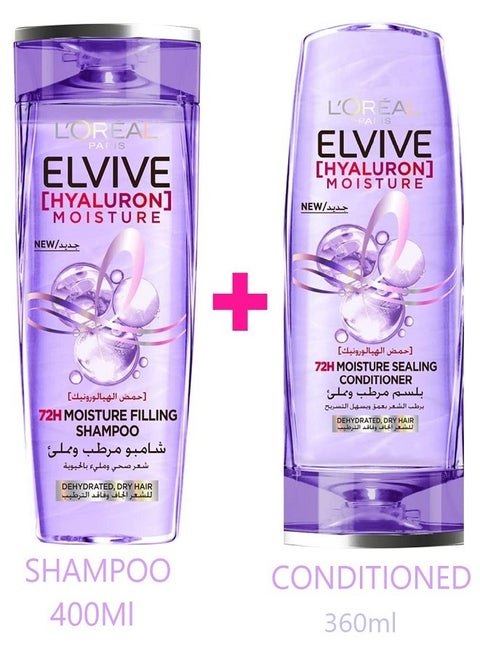 Elvive Hyaluron Moisture 72H With Hyaluronic Acid Shampoo 400ml & Conditioner 360Ml