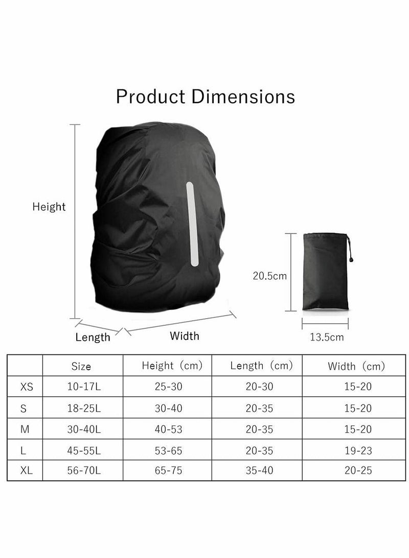 NIBEMINENT 2 Pcs Waterproof Rain Cover For BackpackReflective Rainproof Protector,High Visibility Rucksack Dustproof Hiking Camping Bycling Traveling Outdoor Activities XL Black (56L-70L) - Image 3