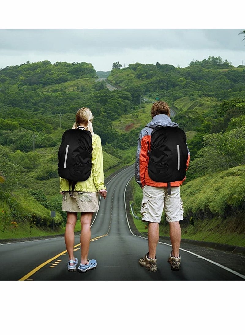 NIBEMINENT 2 Pcs Waterproof Rain Cover For BackpackReflective Rainproof Protector,High Visibility Rucksack Dustproof Hiking Camping Bycling Traveling Outdoor Activities XL Black (56L-70L) - Image 4