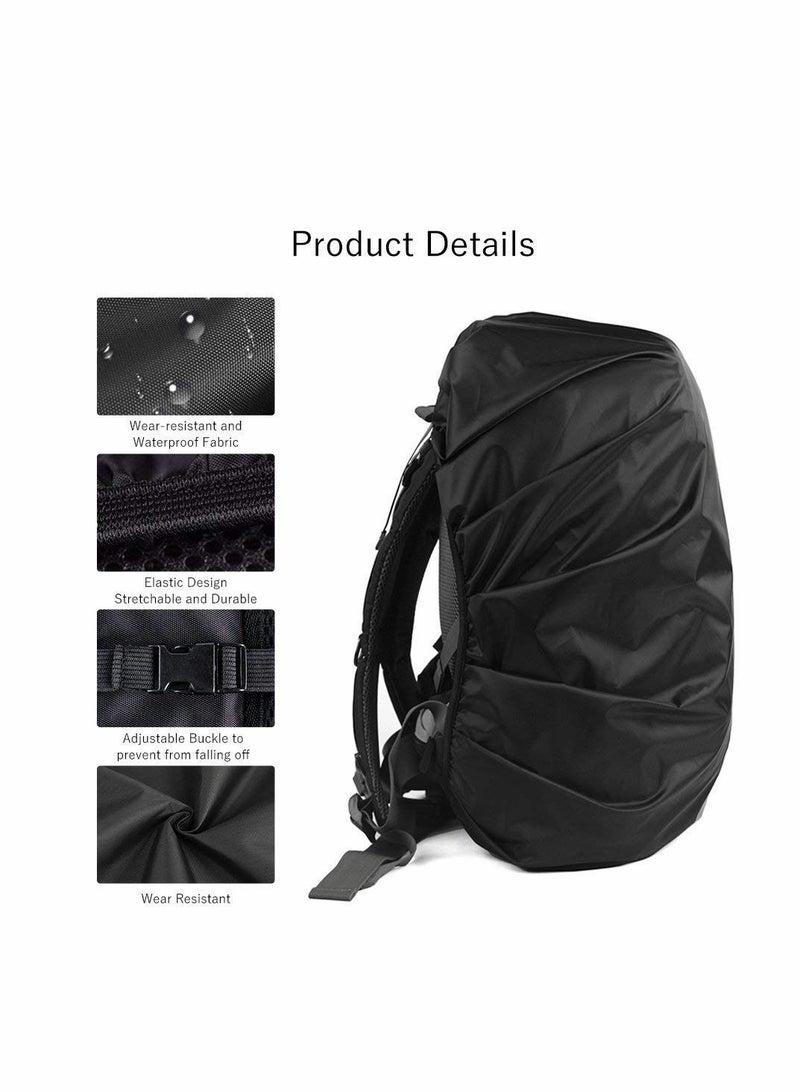 NIBEMINENT 2 Pcs Waterproof Rain Cover For BackpackReflective Rainproof Protector,High Visibility Rucksack Dustproof Hiking Camping Bycling Traveling Outdoor Activities XL Black (56L-70L) - Image 5