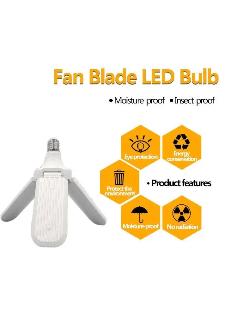 إسكدنيا HOT SELLING 45W LED BULB FAN BLADE HIGH BRIGHTNESSi MINI FOLDING LED 3 LEAVES  - Image 2