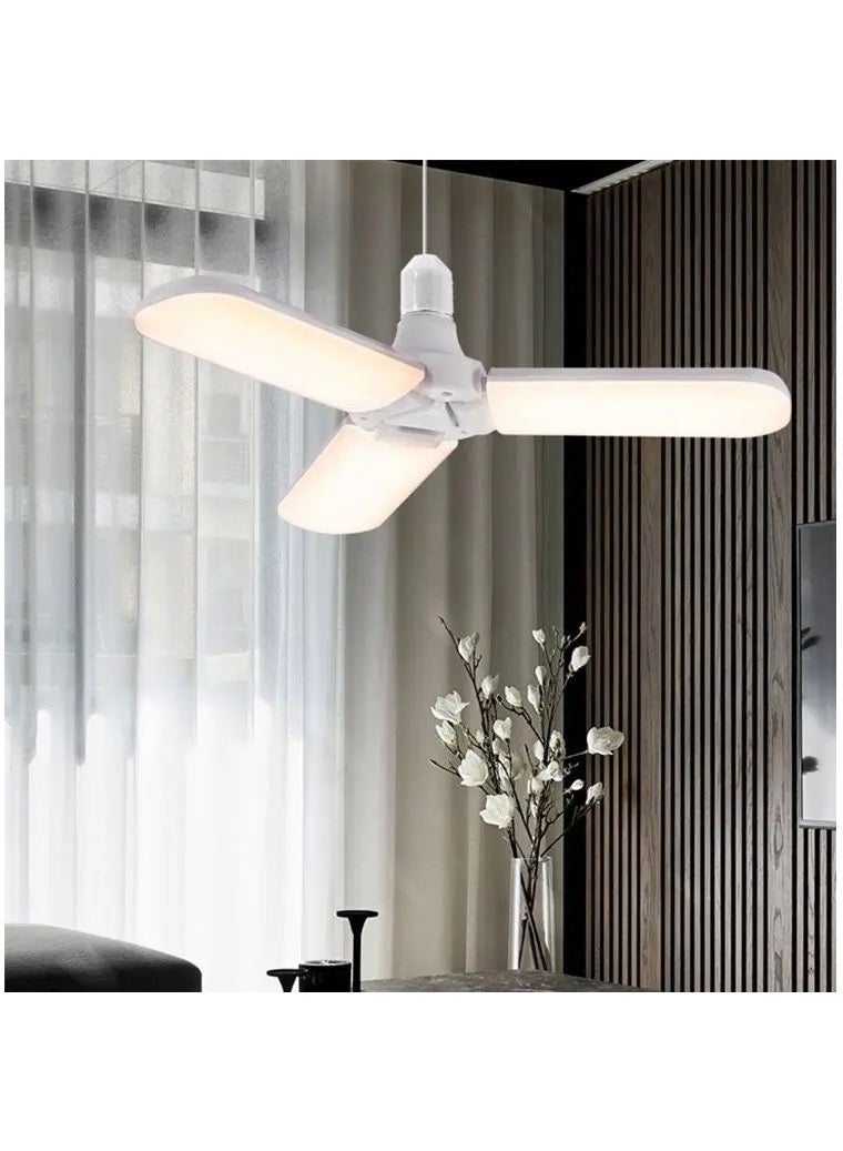 إسكدنيا HOT SELLING 45W LED BULB FAN BLADE HIGH BRIGHTNESSi MINI FOLDING LED 3 LEAVES  - Image 1