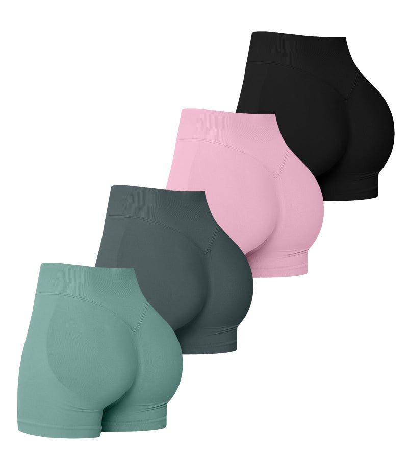 YWBIN 4 Pack Women Workout Gym Impact Shorts Seamless Scrunch Butt Lifting Gym Yoga Shorts - Image 1