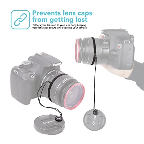 Foto&Tech Camera Lens Cap Leash with Elastic String, Compatible with Universal DSLR SLR Evil Mirrorless Cameras Video (x3) - Image 3