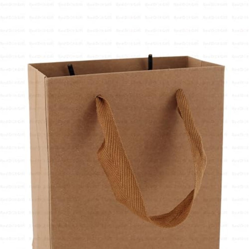 REDDOTGIFT® 10 عبوات من أكياس التسوق الورقية الصغيرة جدًا H16x12.5x5.7cm أكياس ورق كرافت عادية بسماكة 230 جرامًا للمتر المربع مع مقبض شريطي - Image 4