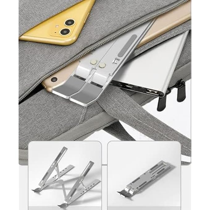 rayihni BIULING ADJUSTABLE PORTABLE LAPTOP HOLDER, ALUMINUM FOLDABLE LAPTOP RISER WITH 6 LEVELS OF HEIGHT ADJUSTMENT, COMPATIBLE WITH MACBOOK AIR PRO, DELL, HP, LENOVO,10-15.6Â€ - Image 3