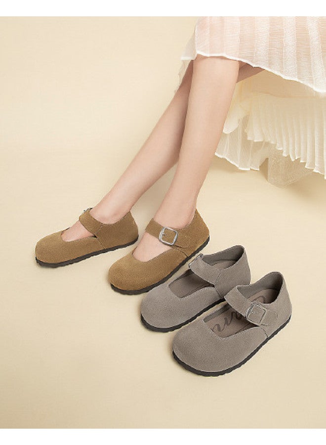 Comely Maillard Style Birkenstock Women's Spring Casual Big Head Shoes Retro Mary Jane Versatile Flats - Image 1