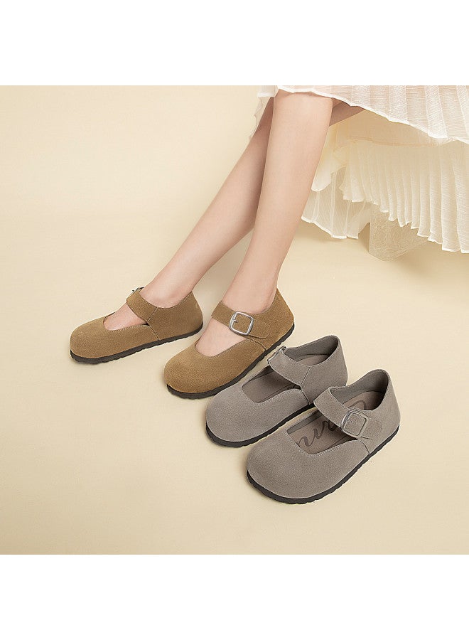 Comely Maillard Style Birkenstock Women's Spring Casual Big Head Shoes Retro Mary Jane Versatile Flats - Image 2