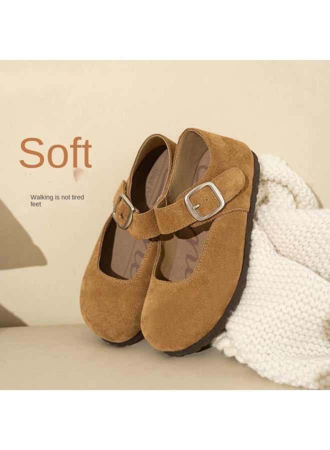 Comely Maillard Style Birkenstock Women's Spring Casual Big Head Shoes Retro Mary Jane Versatile Flats - Image 5