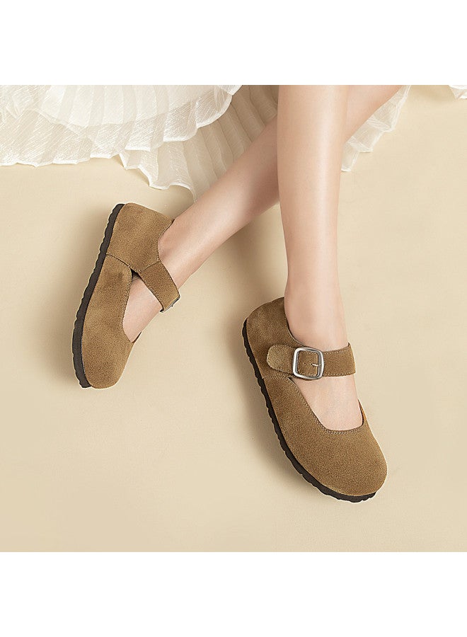 Comely Maillard Style Birkenstock Women's Spring Casual Big Head Shoes Retro Mary Jane Versatile Flats - Image 3