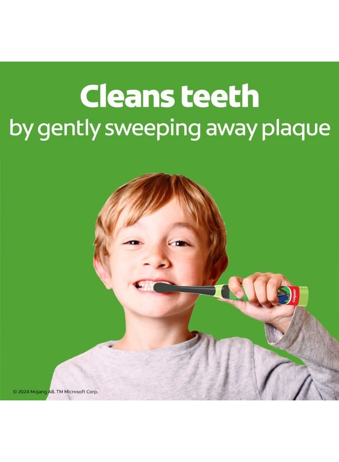 Colgate فرشاة أسنان للأطفال تعمل بالبطارية من ماينكرافت، فرشاة أسنان للأطفال ناعمة جداً مع بطارية AA واحدة مرفقة، مصممة للأطفال من عمر 3 سنوات وما فوق، تحتوي على مفتاح تشغيل وإيقاف سهل، مقبض مسطح، عدد 1 - Image 3