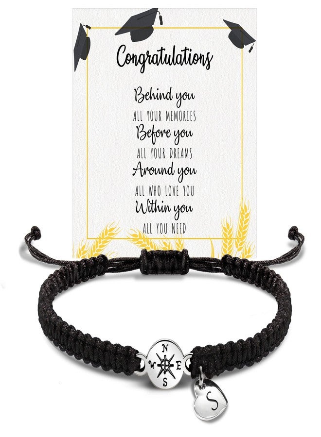 Btysun Middle School Graduation Gifts for Her Him 2025 Initial Bracelets for Women Men Teens Adjustable Braided Letter S Charm Link Birthday Christmas Jewelry - Image 1