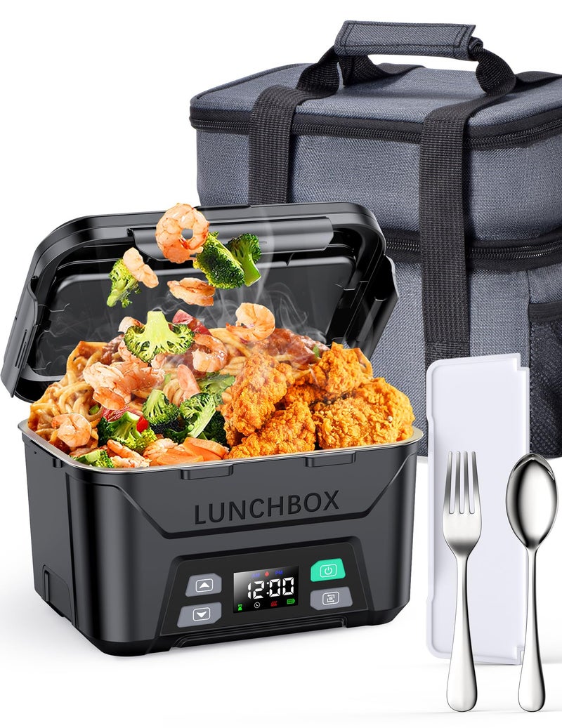 Docusvect Rechargeable Heated Lunch Box for Men, 1.3L Cordless Electric Lunch Box for Adults with Smart Scheduled Heating, Portable Food Warmer with Complete Accessories - Image 1