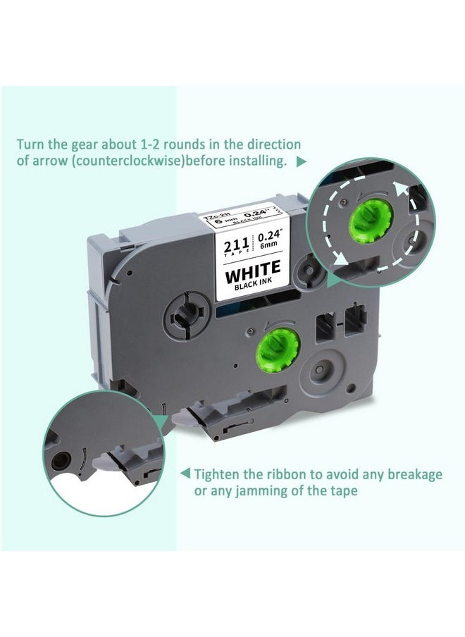 Topcolor 6-Pack Tze 6Mm 0.23" Label Tape Compatible For Brother P Touch Label Tape 6Mm Laminated Tze211 Tze111 Tze411 Tze511 Tze611 Tze711 Tz Tape 1/4" For Ptd220 Pth100 Pth110 Ptd202 Ptd210 Ptd600  - Image 3