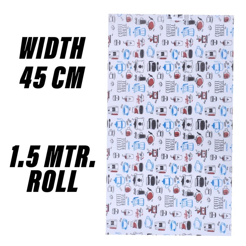 Kuber Industries Shelf Liner EVA Kitchen Cabinet Shelf Mat AntiSlip Bathroom Mat Blue Coffee House Wardrobe Mat 15 Meter White - Image 3