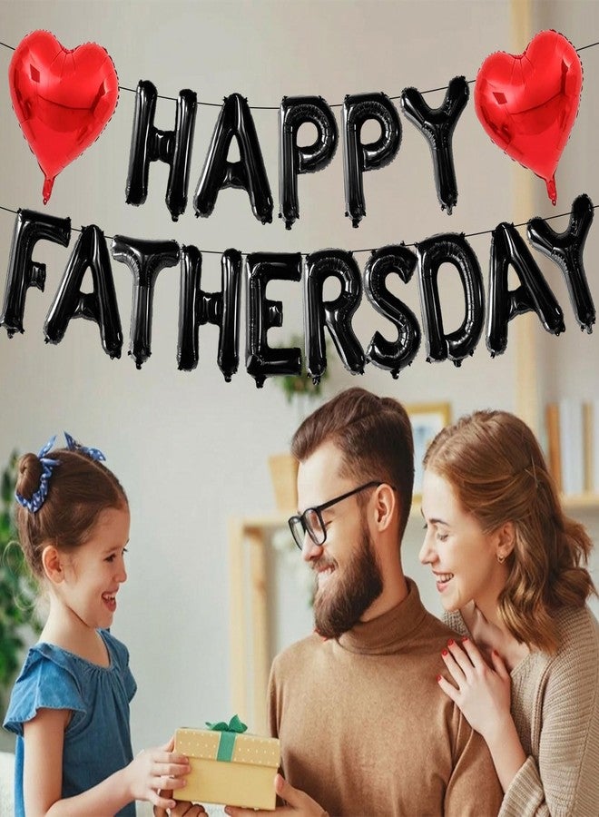 Tagberoy بالونات سوداء مكتوب عليها "عيد أب سعيد"، لافتة بالونات مقاس 16 بوصة مكتوب عليها "عيد أب سعيد"، بالونات على شكل قلب أحمر، لوازم حفلات عيد الأب، ديكورات للمنزل والمكتب وخلفيات التصوير. - Image 5
