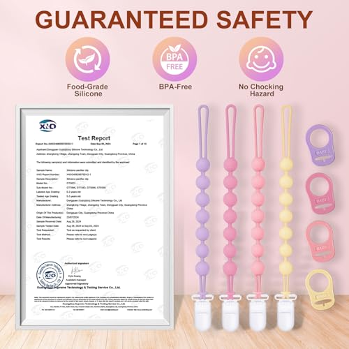 Qunland 4-Pack Silicone Pacifier Clip with Adapter Ring Fits MAM Dummy, Soft Flexible Binky Holder for Button-Style Maam Dummies, Anti-Loss Paci Clips for Baby Girls, Xmas Gifts Baby Shower Essentials - Image 2