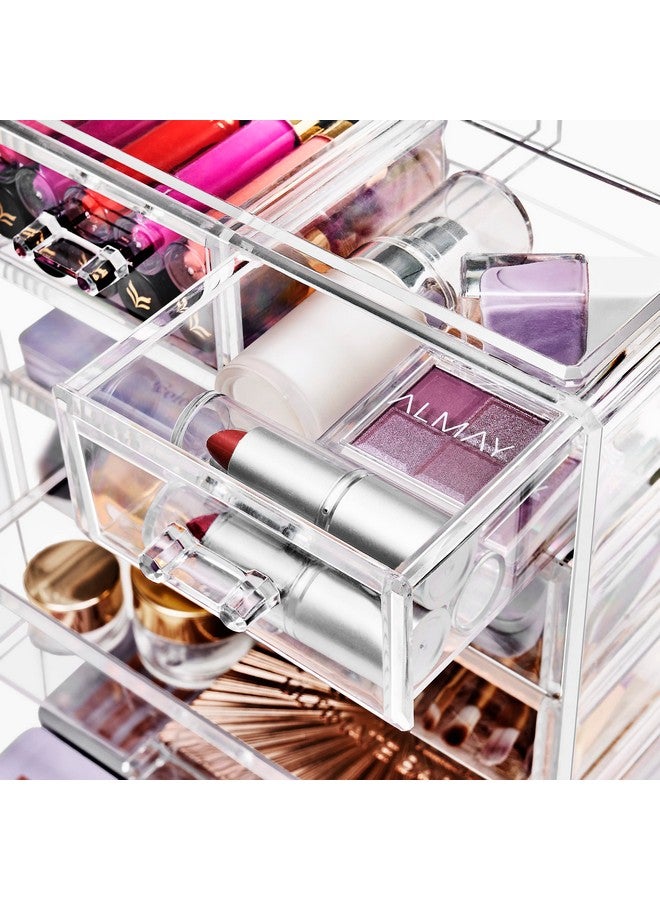 Sorbus Acrylic Makeup Organizer - Organization and Storage Case for Cosmetics Make Up & Jewelry - Big Clear Makeup Organizer for Vanity, Bathroom, College Dorm, Closet, Desk (4 Large, 2 Small Drawers) - Image 4