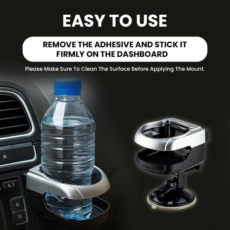 Potauto 2-in-1 Universal Car Drink Holder with Air Vent Clip & Suction Mount – Portable Beverage Can Holder for Dashboard or AC Vent Use - Image 3