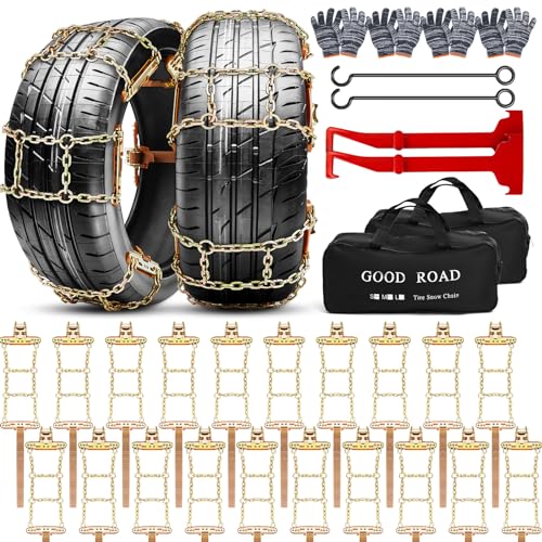Datanly 20-Pack for Full Vehicle 4 Tires, Adjustable Snow Chains for Tire Size 215-285mm, Quick Fit Easy Installation, Heavy Duty Non Skid Suv Truck Pickup - Image 1