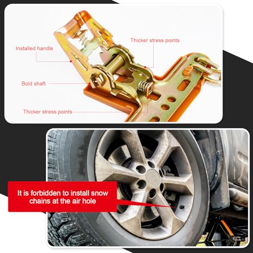 Datanly 20-Pack for Full Vehicle 4 Tires, Adjustable Snow Chains for Tire Size 215-285mm, Quick Fit Easy Installation, Heavy Duty Non Skid Suv Truck Pickup - Image 5
