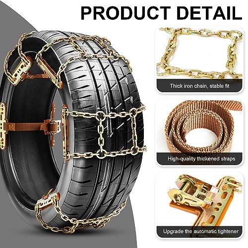 Datanly 20-Pack for Full Vehicle 4 Tires, Adjustable Snow Chains for Tire Size 215-285mm, Quick Fit Easy Installation, Heavy Duty Non Skid Suv Truck Pickup - Image 3
