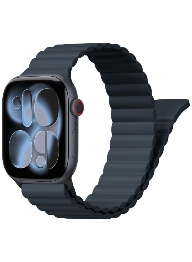 حزامات رياضية مغناطيسية لساعة Apple Watch مقاسات 40 38 41 42 44 45 46 ملم، أحزمة ساعة آبل للرجال والنساء، حزام سيليكون حلزوني لساعة Apple Watch السلسلة 11 10 9 8 7 6 5 4 3 SE 3/2 Ultra/3/2 مقاس 49 ملم - Image 1
